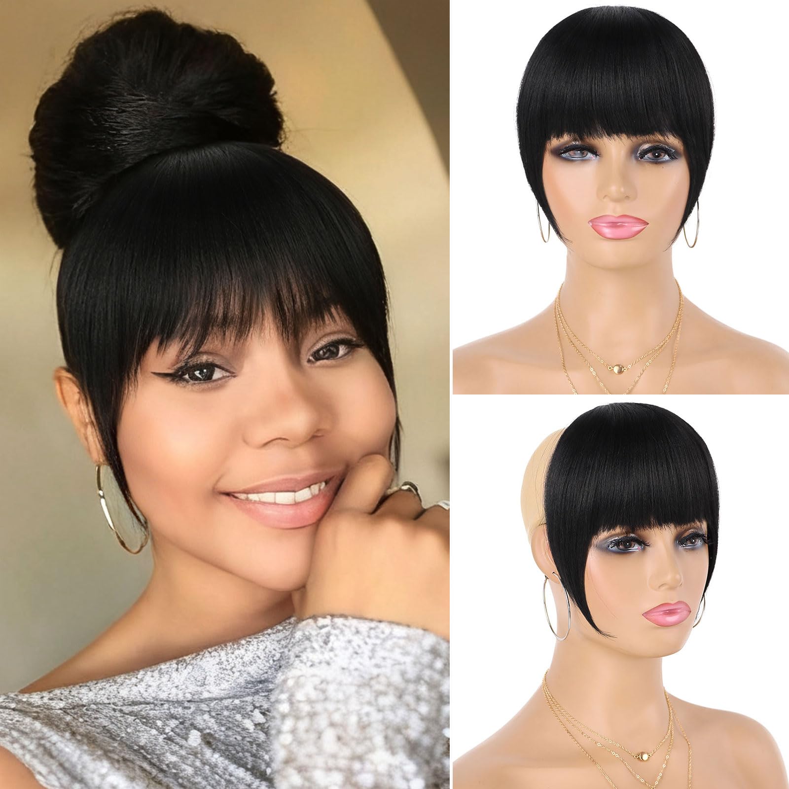 Amazon.com : G&T Wig Yaki Clip in Bangs for Black Women Short